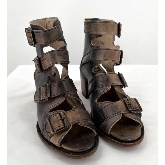 freebird Shoes - Freebird by Steven Quail Leather Strappy Sandals Size 9 Grey